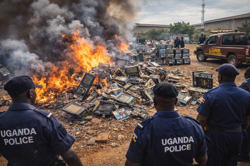 Destruction d’équipements de jeu illégaux par le régulateur ougandais en février 2026