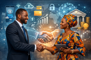 Partenariat entre fintech et banques en Afrique de l’Ouest illustrant la transformation numérique du secteur financier