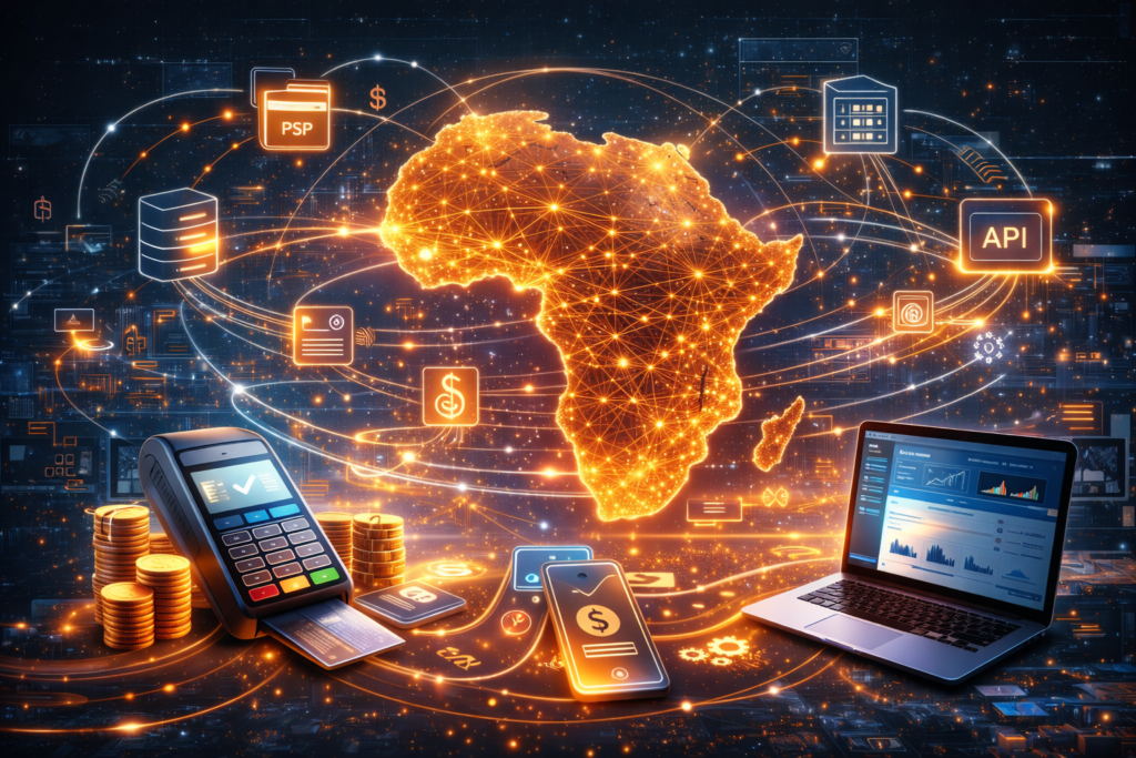 Infrastructure de paiements numériques en Afrique reliant plusieurs prestataires de paiement et services fintech