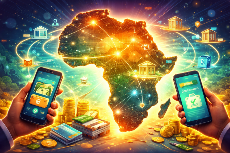 Interopérabilité Afrique paiements illustrant la connexion entre mobile money et banques en Afrique