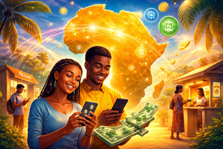 Remittances Afrique fintech avec transfert d’argent mobile money et usage des smartphones en Afrique