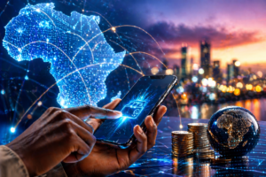 Fintech africaines paiements numériques avec smartphone et réseau digital en Afrique
