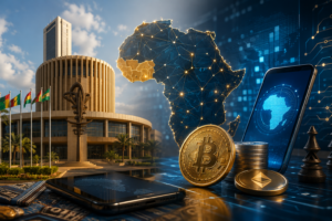 Illustration de la BCEAO et des crypto-actifs en Afrique de l’Ouest avec fintech, mobile money et paiements numériques