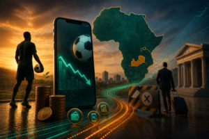 Illustration représentant les conséquences économiques de la fiscalité des paris sportifs en Zambie sur les opérateurs, les paiements numériques et l'écosystème du gaming.