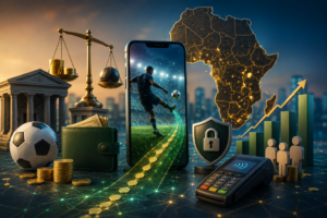 Illustration représentant les paris sportifs en Afrique, les paiements numériques et la fiscalité appliquée aux opérateurs de gaming dans plusieurs pays africains.