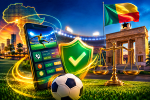 Illustration de la lutte contre les paris sportifs illégaux au Bénin et de la régulation des plateformes de jeux en ligne.