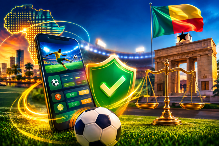 Illustration de la lutte contre les paris sportifs illégaux au Bénin et de la régulation des plateformes de jeux en ligne.