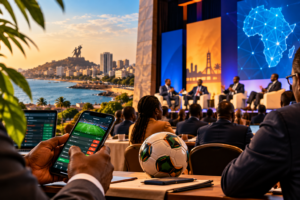 Conférence sur les paris sportifs en Afrique francophone à Dakar, illustrant les enjeux de régulation, de fiscalité et de paiements numériques.